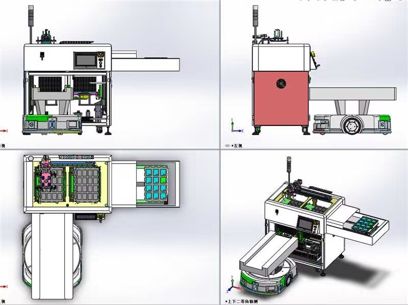 PCB板AGV上料机四视图